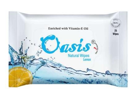 Pack of natural wet wipes enriched with vitamin E oil